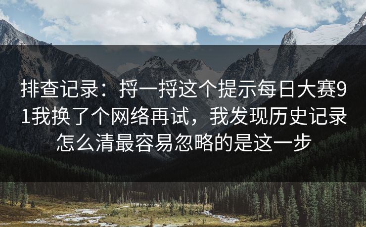 排查记录：捋一捋这个提示<strong>每日大赛</strong>91我换了个网络再试，我发现历史记录怎么清最容易忽略的是这一步