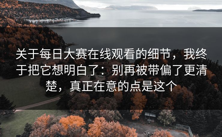 关于<strong>每日大赛</strong>在线观看的细节，我终于把它想明白了：别再被带偏了更清楚，真正在意的点是这个