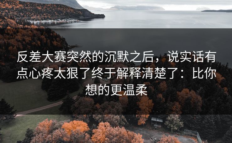 反差大赛突然的沉默之后，说实话有点心疼太狠了终于解释清楚了：比你想的更温柔